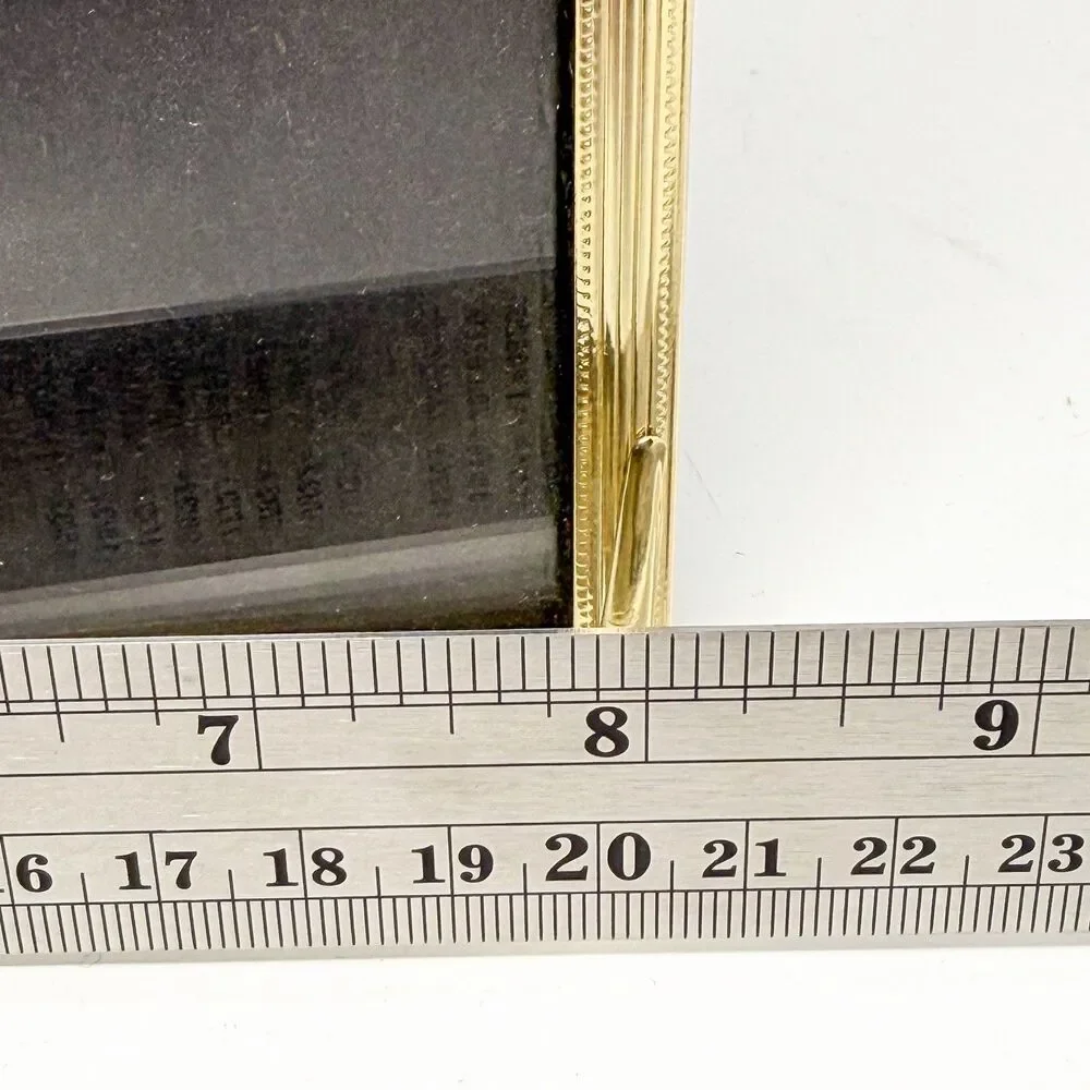 Vintage Gold Tone Brass Bi Fold Double Hinged Picture Frame Holds Two 8x10